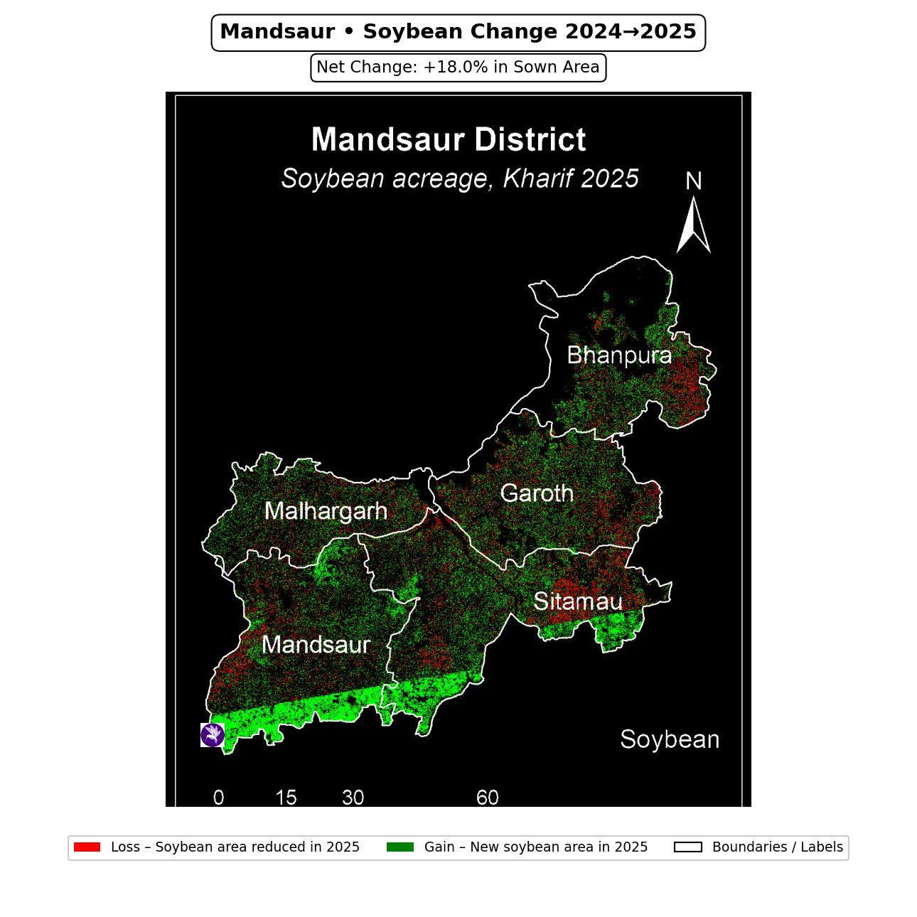 Mandsaur soybean change map