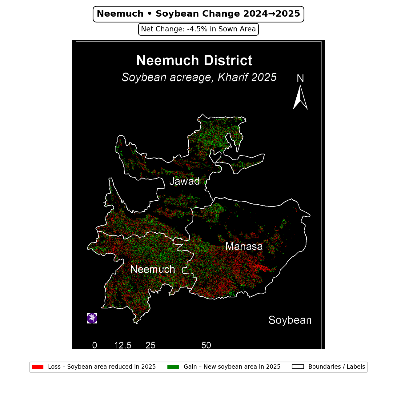 Neemuch soybean change map